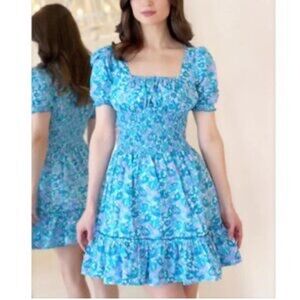 Lusana Veronica Mini Dress in Alice Blue Floral XS